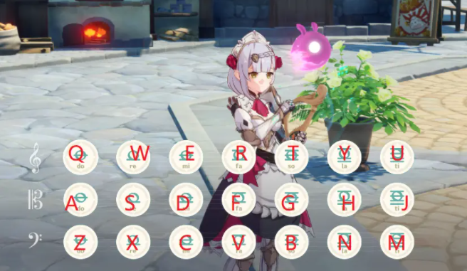 原神琴谱两只老虎，及按键顺序对照