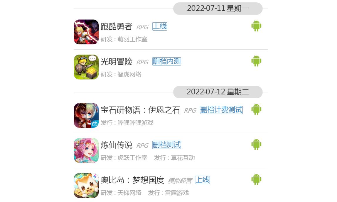 7月第二周新游开测表1